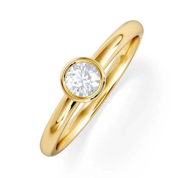 Horizon Round Cut Lab Diamond Solitaire Ring 0.25ct H/SI in 18k Gold Vermeil
